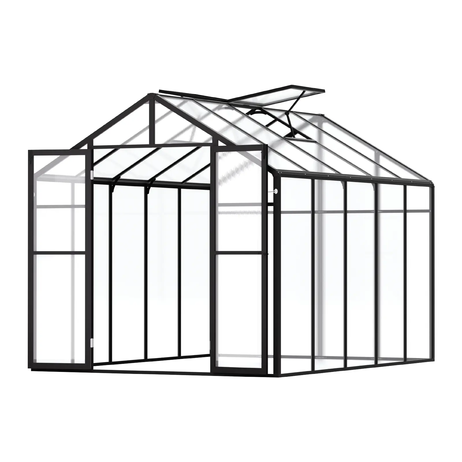 【summerfinds】VEVOR Polycarbonate Greenhouse, 8 x 10 Ft, Outdoor Greenhouse with 2 Vent Windows, Pavilion Styled Greenhouse with Hinged Door, Aluminum Large Walk-in Greenhouse Kit for Outside Garden Backyard