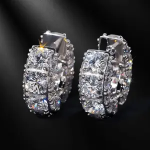 HELLOICE 7.2ct Moissanite Hoop Earrings VVS Full Synthetic Moissanite Earrings Jewerly Gift