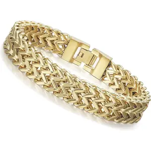 Silver/Golden Stainless Steel 12MM Two-Strand Franco Chain Bracelet for Men Punk Biker Bracelet,20.5-23CM
