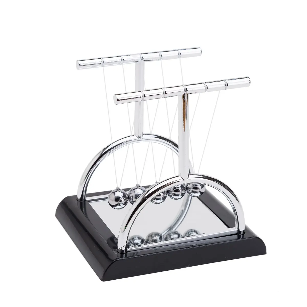 THY COLLECTIBLES 5.5 in Semicircle Newton's Cradle Balance Balls - Marble Mirror Base, Stainless Steel Kinetic Art Desktop Statue, Home Office Desk Decor Figurine
