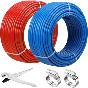 PEX Pipe 1/2 Inch 100ft 2 Rolls PEX Tubing EVOH Pex-B Pipe Non  Barrier Durable Leakage-Proof Flexible for Residential Water Lines in Homes pex  Heat Tubing(Red+Blue)