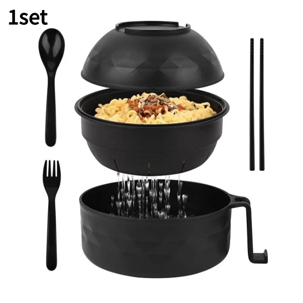 1set Ramen Bowl Set with Chopsticks, Spoon, Fork, Utensils Included, Microwave and Dishwasher Safe, Noodle Pot, Tableware, Cutlery Tableware, Kitchen Dining Utensils, Dishware Set, Dinnerware Set, Essential Dining Gear for Dorms and Camping