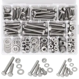 240 count Hex  and Nuts Kit Stainless Steel Spring Washers Assortment Kit, 3/8" 1/4" 5/16", 10 SAE Sizes Machine Screws Set with Storage Case