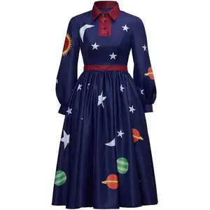 Magic School Bus Cosplay Ms.Frizzle Costume Adult Outfit Solar System Dress Women Plus Size