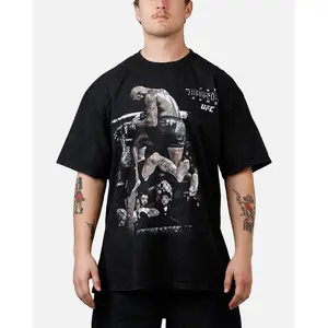 UFC By Culture Kings Jon Jones Action T-Shirt Black Acidwash