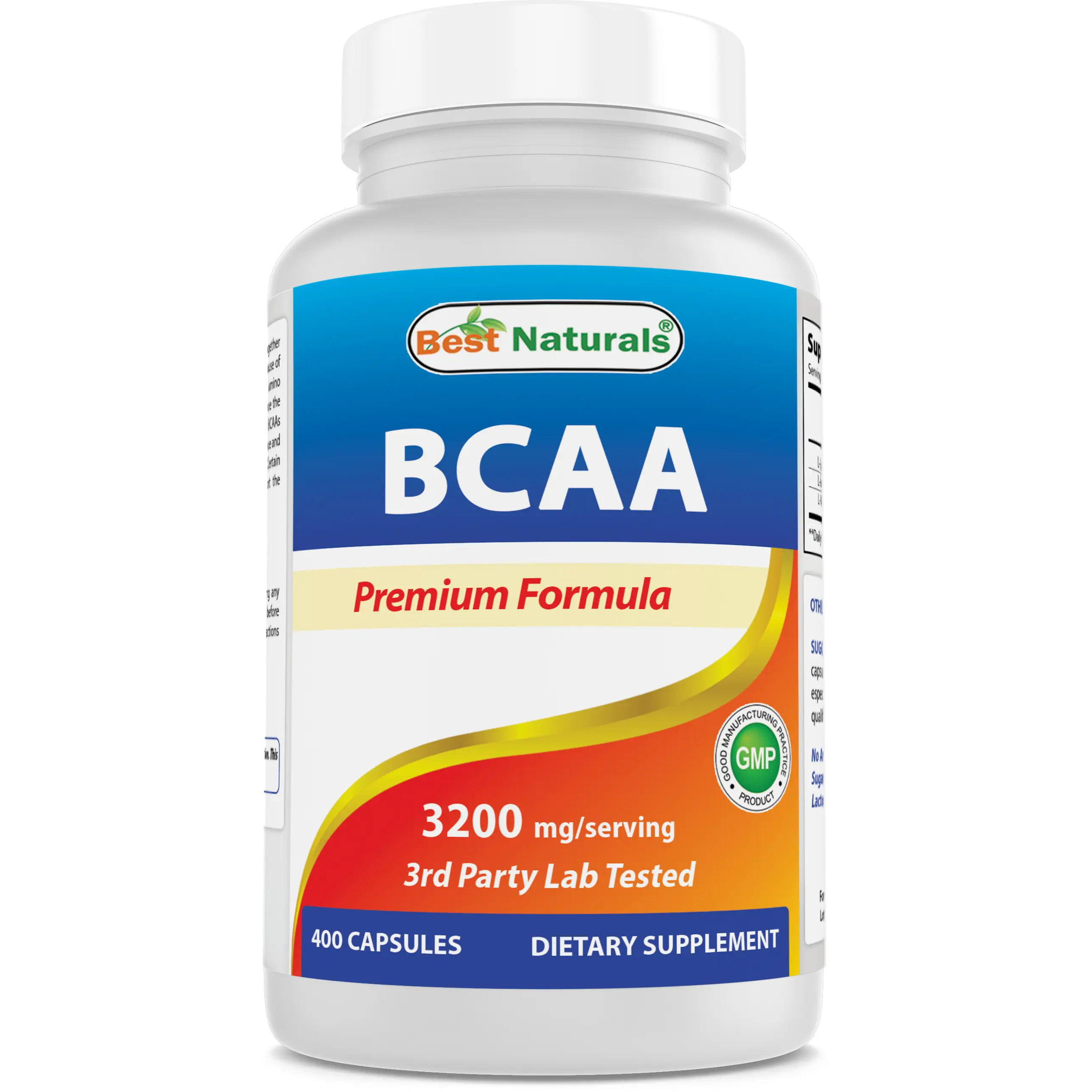Best Naturals BCAA 3200 mg per Serving 400 Capsules Premium Formula Non-GMO Gluten-Free Dietary Supplement for Muscle Growth
