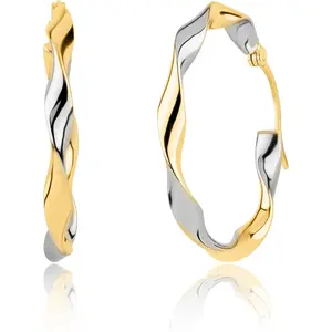 MAX + STONE 10k 20mm Two-Tone Gold Twisted Hoops in White and Yellow Gold For Women with Secure Clasps | Hypoallergenic