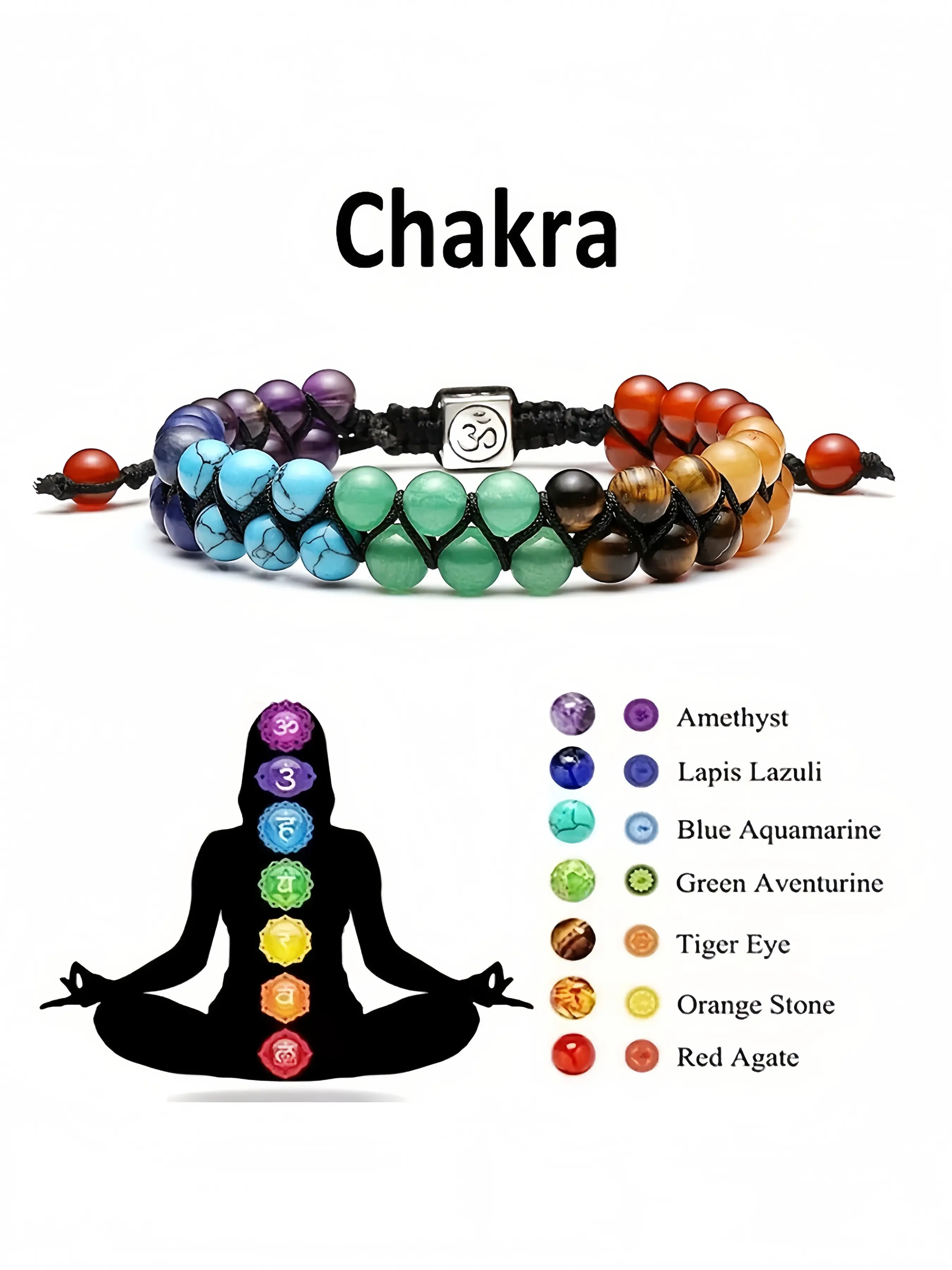 Seven Chakra Healing Crystal Beaded Bracelet, Natural Gemstones & Quartz, Boho Style, Yoga Meditation Accessory, All Seasons Wear, Energy Bracelet, Crystal Bracelets