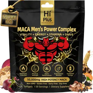 HiPlus Men‘s Testosterone Boosters Power Complex Support with Shilajit,Maca,Ashwagandha & Ginseng | Energy, Stamina & Focus - Supports Testosterone 150/300 Softgels