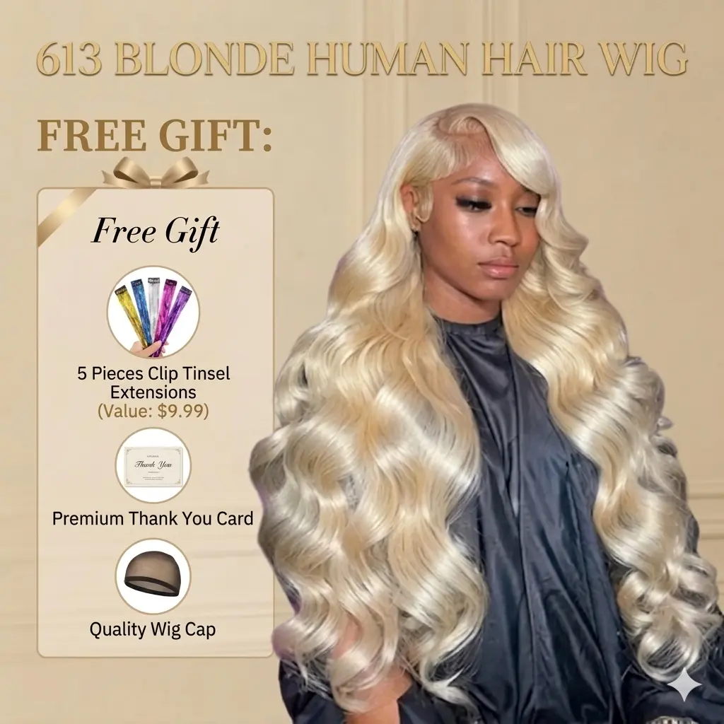 613 Light Blonde Body Wave 13x6 HD Lace Frontal Wigs Human Hair 200% 250% Density Pre Plucked Bleached Knots with Baby Hair Beginner Friendly #SummerVibes, Preplucked Wig, 613 Human Hair Wig