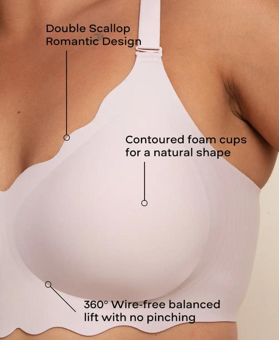Soft Full Coverage Seamless Wire-Free Wireless Push-Up Bralettes Scalloped Design Jelly Bras Comfortable Underwear for Women