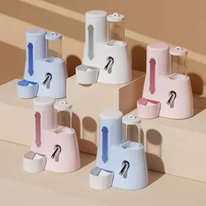 New Hamster Pet Water Bottle with Rolling Ball Drinker Leak-Proof Vertical Design Hanging Water Bottle & Food Bowl 2-in-1