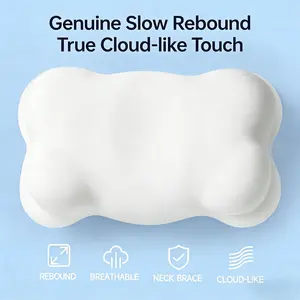 Cloud Contour Memory Foam Pillow - Dual-Height Ergonomic Cervical Pillow with FREE Cooling Cover, Odorless Orthopedic Bed Pillow