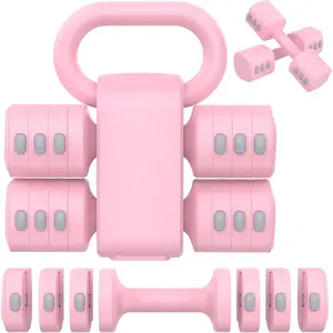 2-in-1 Adjustable Dumbbells Set, 4 Levels Weight Dumbbells Set for Women Men, Each 2.2/3.3/4.4/5.5lb Hand Weights with Kettlebell Form for Home Gym Exercise