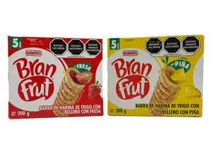 Bimbo Bran Frut Con Fresa y Con Piña 7.05 oz (200 g) – Filled Wheat Pastry Bars – Strawberry or Pineapple Flavor