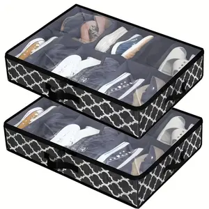 Foldable Shoe Storage Box Under Bed, Visible Organizer Container, Multi-Functional Home Organization Solution, Durable & Convenient Design, Collapsible Design