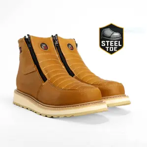 MEN'S 6" FORCE KW339S HABANA STEEL TOE DOUBLE ZZIPER  FULL GRAIN LEATHER DUAL DENSITY WORK BOOTS
