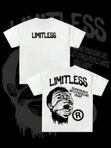 Unisex Men's Limited Limitless Print Round Neck Tee, Loose Casual Short Sleeve T-shirt for Daily Wear, Men's Top for Summer, Tropical, Casual Stylish Tee