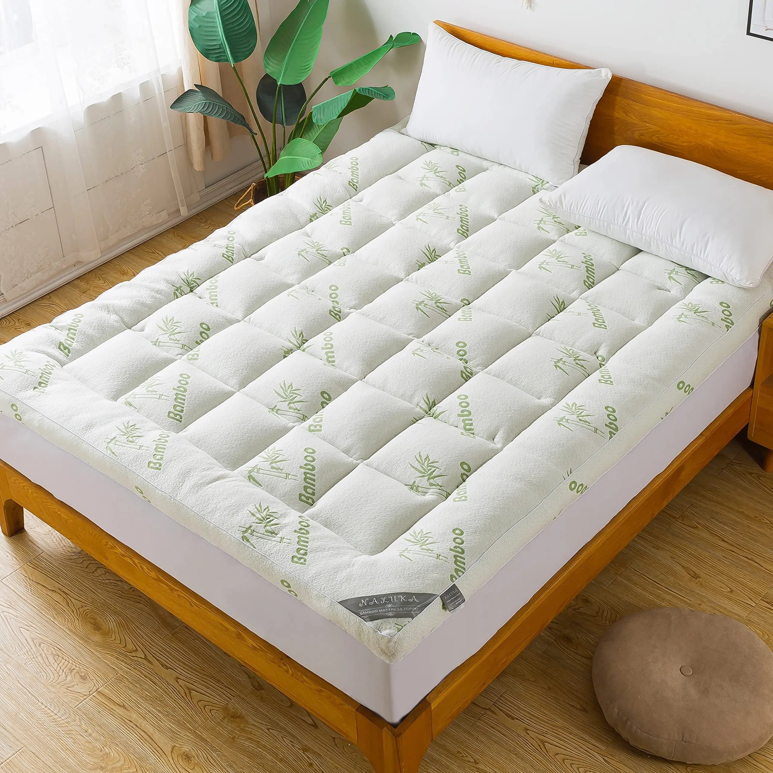 HOOMQING Queen Mattress Pad Cover, Viscose Made from Bamboo Pillow Top Cooling Mattress Topper for Queen Size Bed, Bedding Mattress Topper, Bed Pads