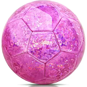 Size 2 Soccer Ball Glitter , Soccer Balls for  Little  Outdoors Recreation Sparkly Small Ball for Girls Birthday Christmas Easter Gifts