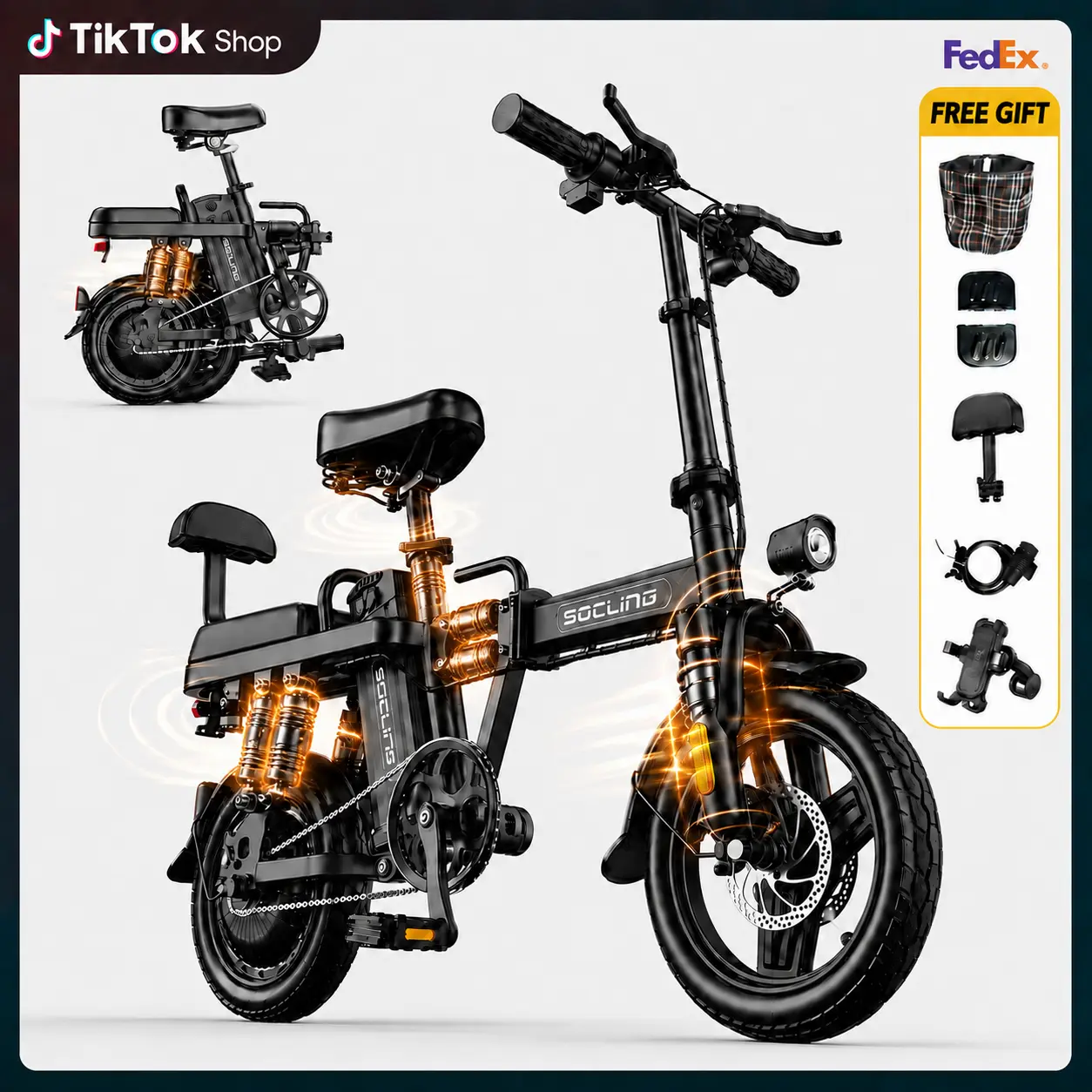 Folding Electric Commuter Ebike for Youth - 500W Motor, 20MPH, 15Ah Removable Battery, 30 Mi Range, DualSuspension, Disc Brakes, LED Lights, Lightweight PortableApartment-Friendly Urban Daily Car Alternative, FoldingBikes tiktokshopbacktoschool