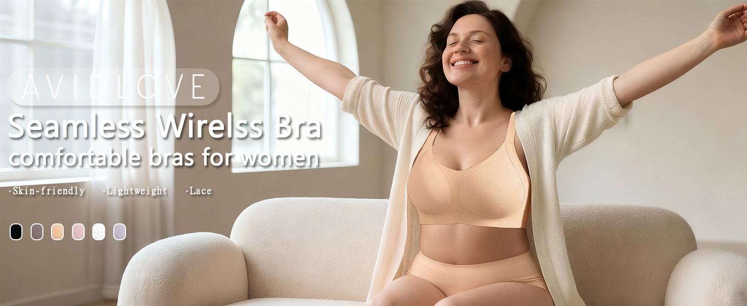 Bras for Women No Underwire Lace Seamless Bralette Jelly Wireless Bras Full Coverage Tshirt Everyday Bras