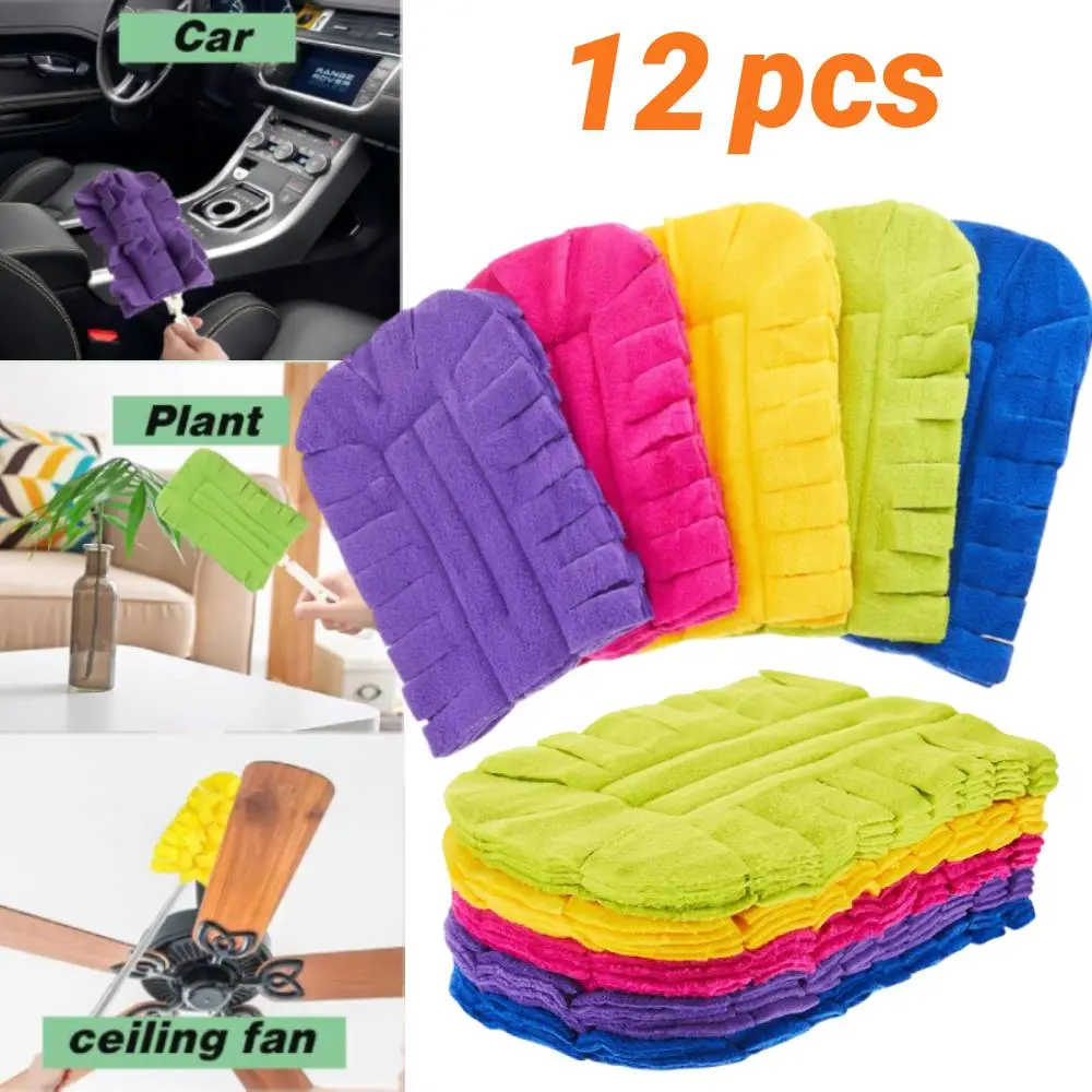 12Pcs Mixed Color 360° Fleece Duster Refills for Swiffer, Reusable Duster Refills Heavy Duty Compatible with Swiffer Hand Duster (Handle is Not Included)
