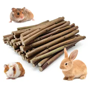Apple Sticks,250g/8.82oz Natural Bunny Chew Toys and Treats for Chinchilla Guinea Pig Hamster Gerbil Small Animals Pet Apple Wood Stick Toys Teeth Grinding
