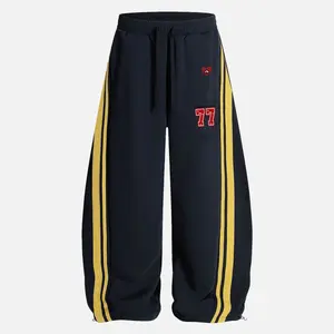 Aelfric Eden Men's Baggy Barrel Sweatpants - Side Striped Drawstring Elastic Waistband, Wide Leg Lounge Pants with Pockets, Casual Gym Outfit & Athletic Leggings