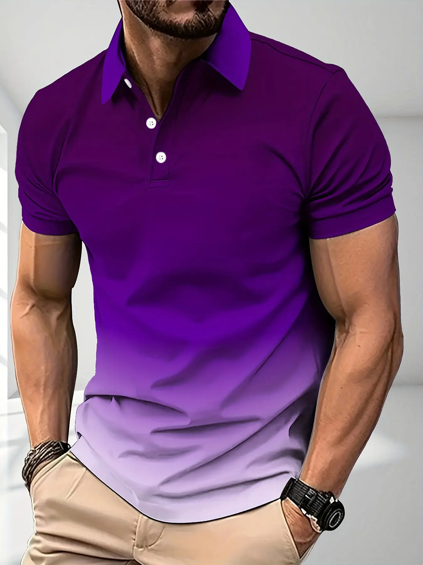 Men's Gradient Color T-Shirt, Short Sleeve Tee for Summer, Casual Trendy Top for Males, Sport And Leisure Wear, Casual Sportswear, Casual Fashion Sporty