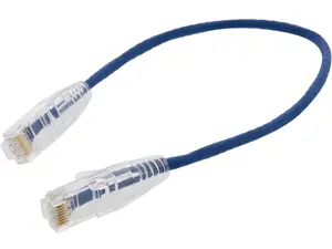 Nippon Labs 28 AWG Snagless Ultra Slim Cat6  Ethernet Patch Cable - Network Internet Cord - RJ45, Stranded, 550Mhz, UTP, - 1ft, Blue