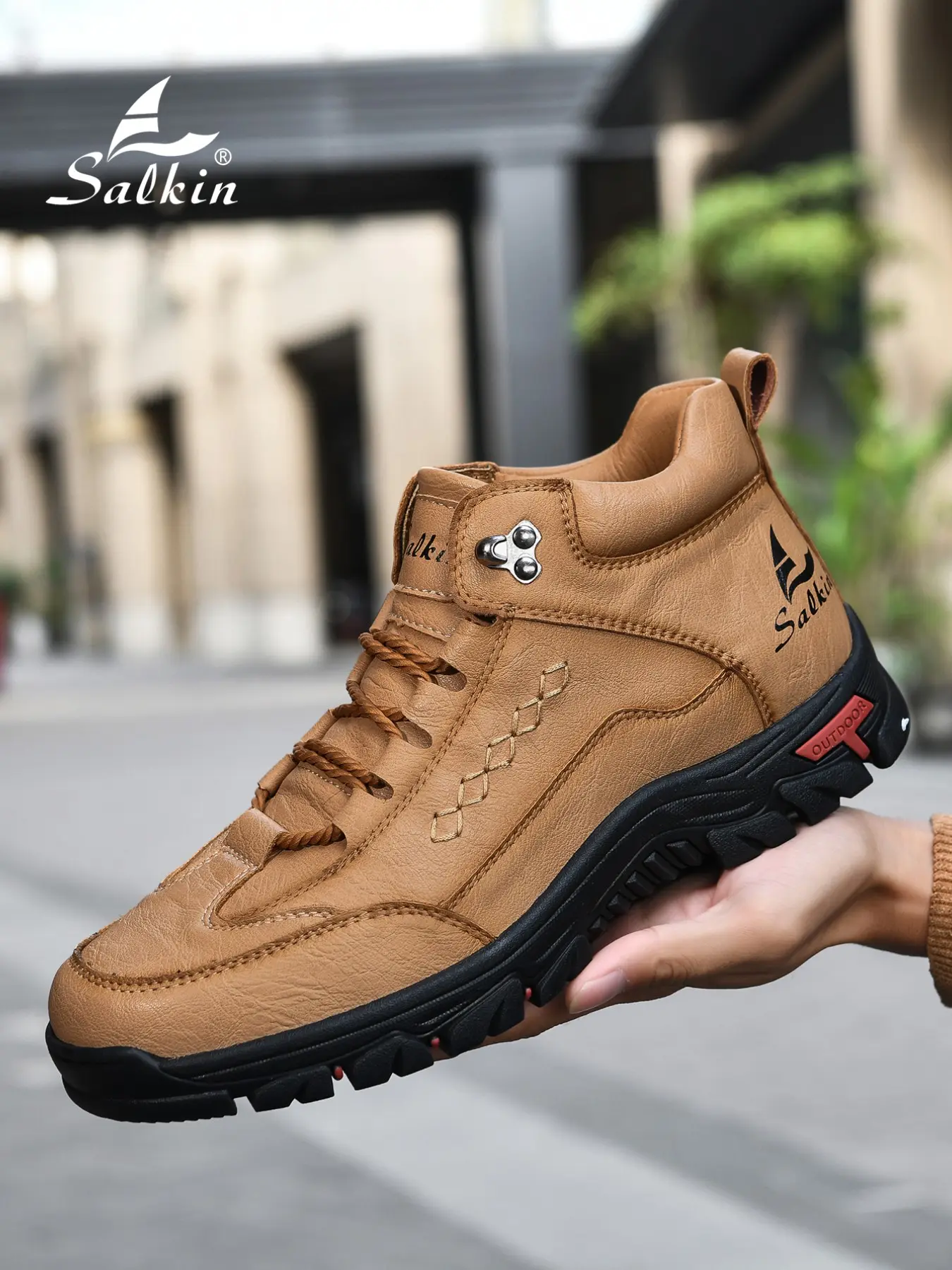 Men's Handmade Fashion Casual Athletic Shoes, Simple Lace-Up High Top Boots, Outdoor Hiking Climbing Men's Shoes, Trekking Shoes, Hike Shoes, Casual Hiking Footwear, Outside Walking Shoes, Suitable for Outdoor Sports and Daily Driving