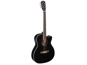 212 MAIN J.N Guitars 22682 Bessie Series Black Acoustic-Electric Auditorium Guitar, Solid Spruce Wood Top, Slim Shape, Powerful Sound