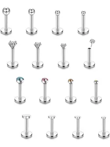 16 Pieces 16g 18g 20g Stainless Steel Piercing Lip Labret Rings Tragus Helix Piercing for Nose Monroe Piercing Jewelry for Women 6mm 8mm, Stainless Steel Piercing Disc Piercing Ball Holder