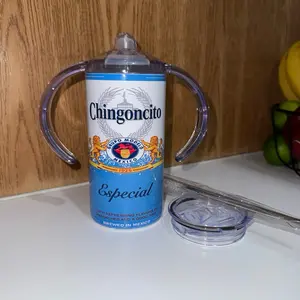 Chingoncito Blue 12 oz dual lid sippy cup