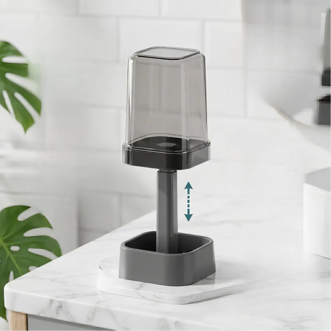 Electric Toothbrush Holder with Dustproof Cover, Bathroom Toothbrush Organizer Stand, Toothpaste Storage Rack, Detachable Toothbrush Caddy, Water-Resistant Countertop Toothbrush Stand, Compact Space-Saving Bathroom Accessories for Home