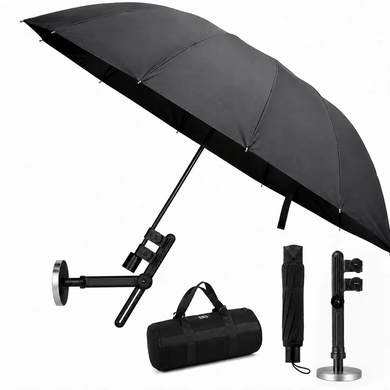 [2026 Upgraded]Foldable HVAC Umbrella with Magnetic Base – Keep Dry & Cool for Outdoor, Universal Clip for Wide Compatibility, Compact & Portable Design with 180° Adjustable Angle(Black 52")