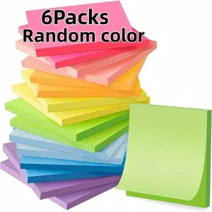 6 Books 600 Sheets Multi-Use Decorative Colorful Sticky Notes, Fast-Drying Strong Adhesive Memo Paper, Label Paper, Cute Decoration Stickers, DIY Planner Gift Packaging Supplies