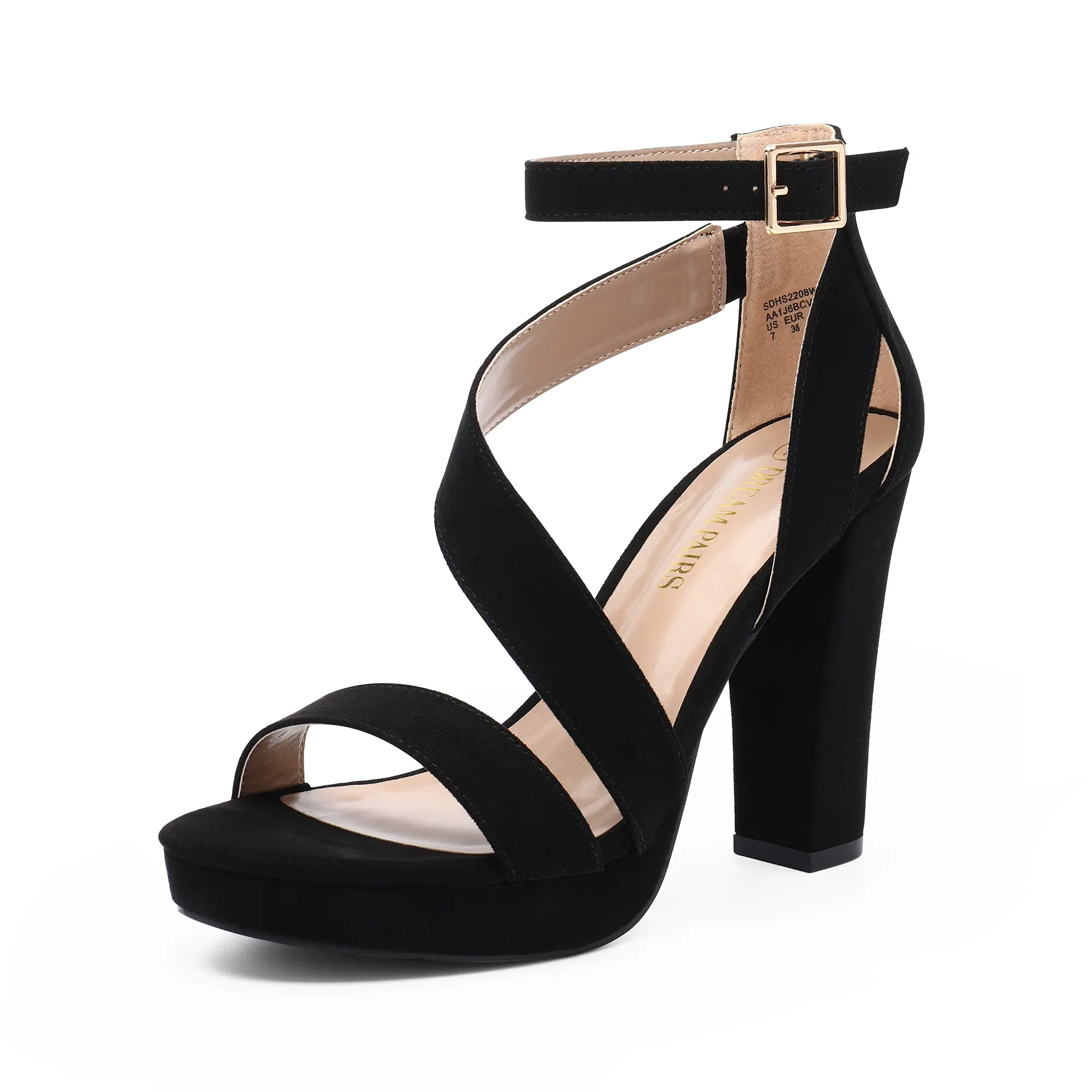 Dream Pairs Heels for Women, Comfortable Open Toe Platform Block Heel Sandals with Ankle Strap, Padded Dress Shoes