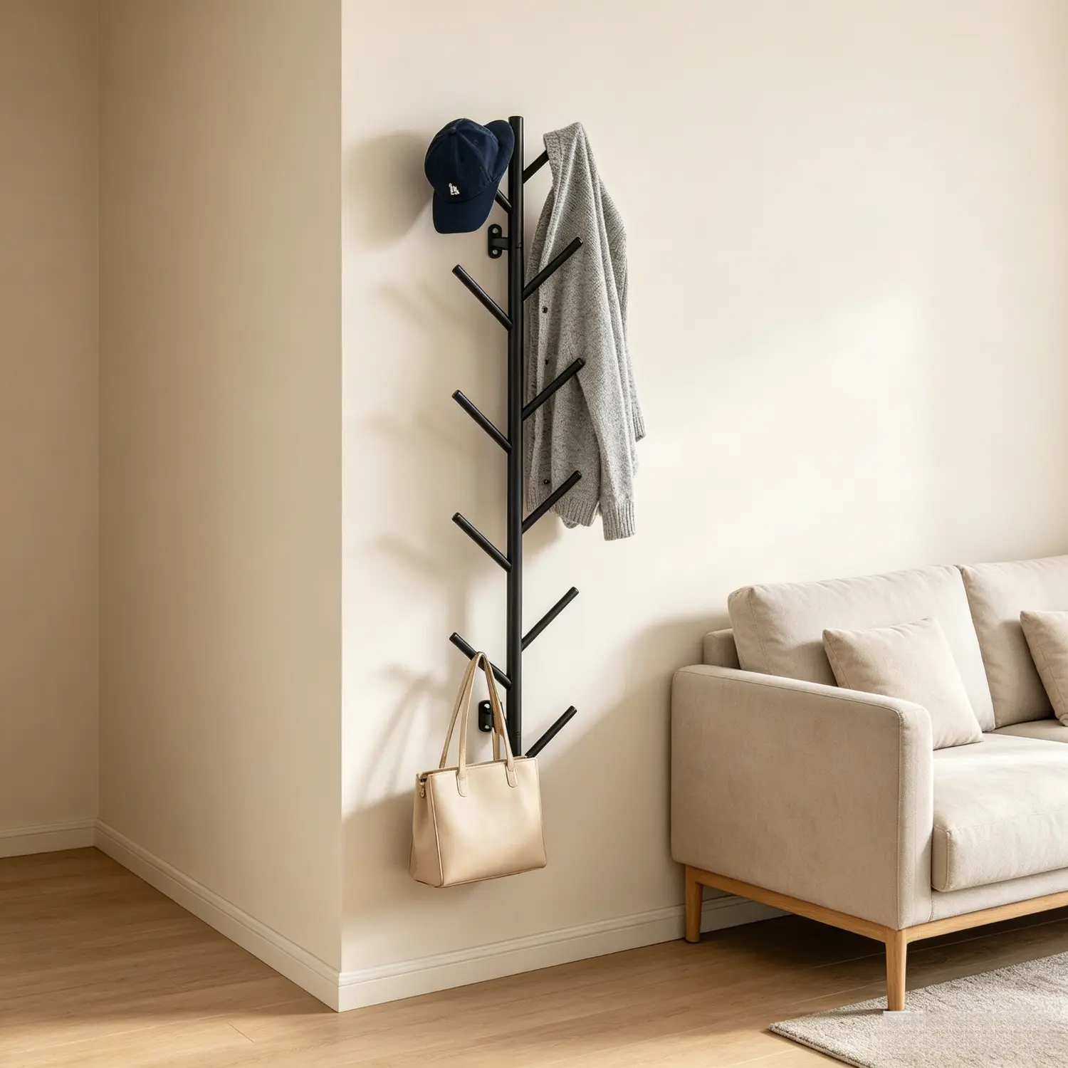 11-Hook Sleek Wall-Mounted Coat Rack, Home Organizer Storage Holder for Hallways, Hat Organizer to Reduce Clutter, Coat Rack Wall Mount
