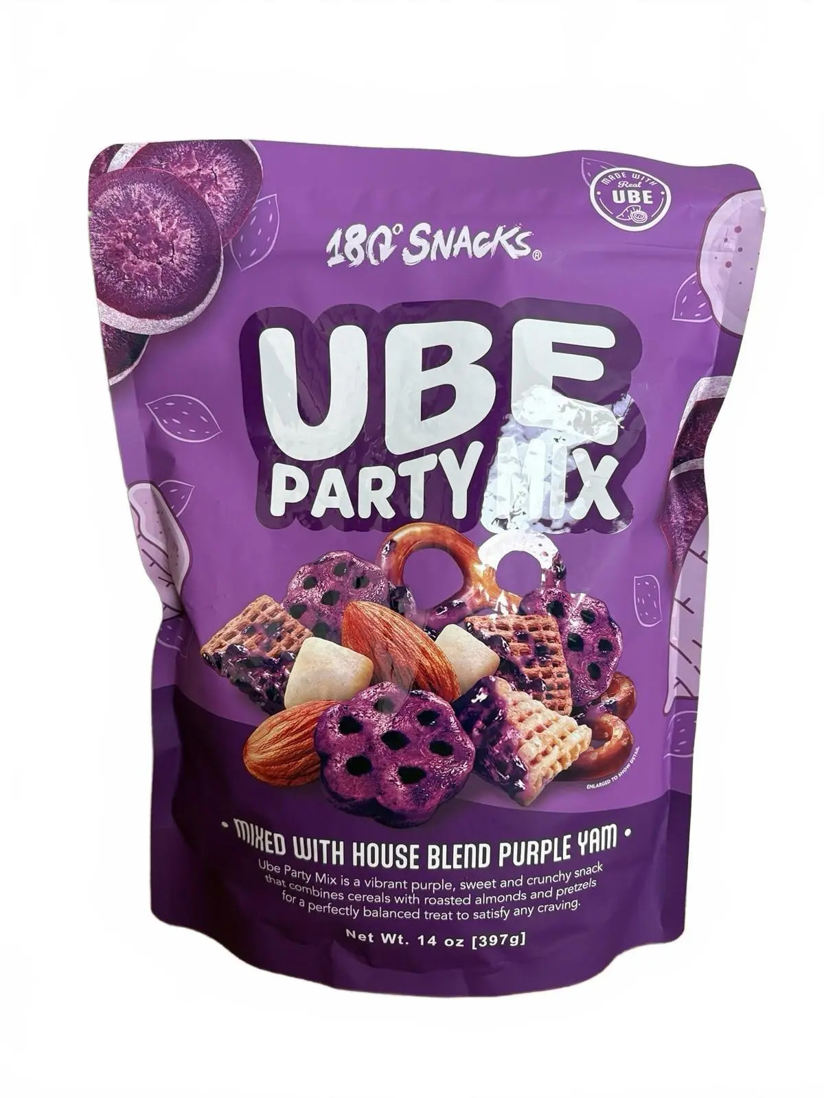 180 Snacks Ube Party Mix Purple Yam Cereal Almond Pretzel Snack 14 oz New