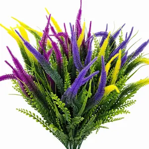 3 Bundles Artificial Plant Flowers, UV Resistant Fake Plastic Greenery, Outdoor Garden Decor, Inside & Outside Use, Perfect for Windows & Porches