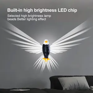 Bald Eagle Wall Light, Magnetic LED Eagle Wall Lamp, Battery Powered Night Light with Remote Control, Ambient Decor Lighting for Bedroom Living Room Hallway, Perfect Home & Holiday Gift