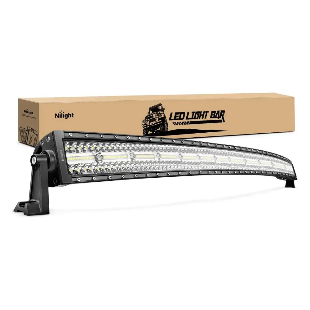 Nilight 50-Inch Triple Row Curved Aluminum Car LED Light Bar - 384 LEDs Spot-Flood Combo, Superbright Offroad Driving Work Light for Truck, SUV, Led Car Ambient Light Led Tube Bar
