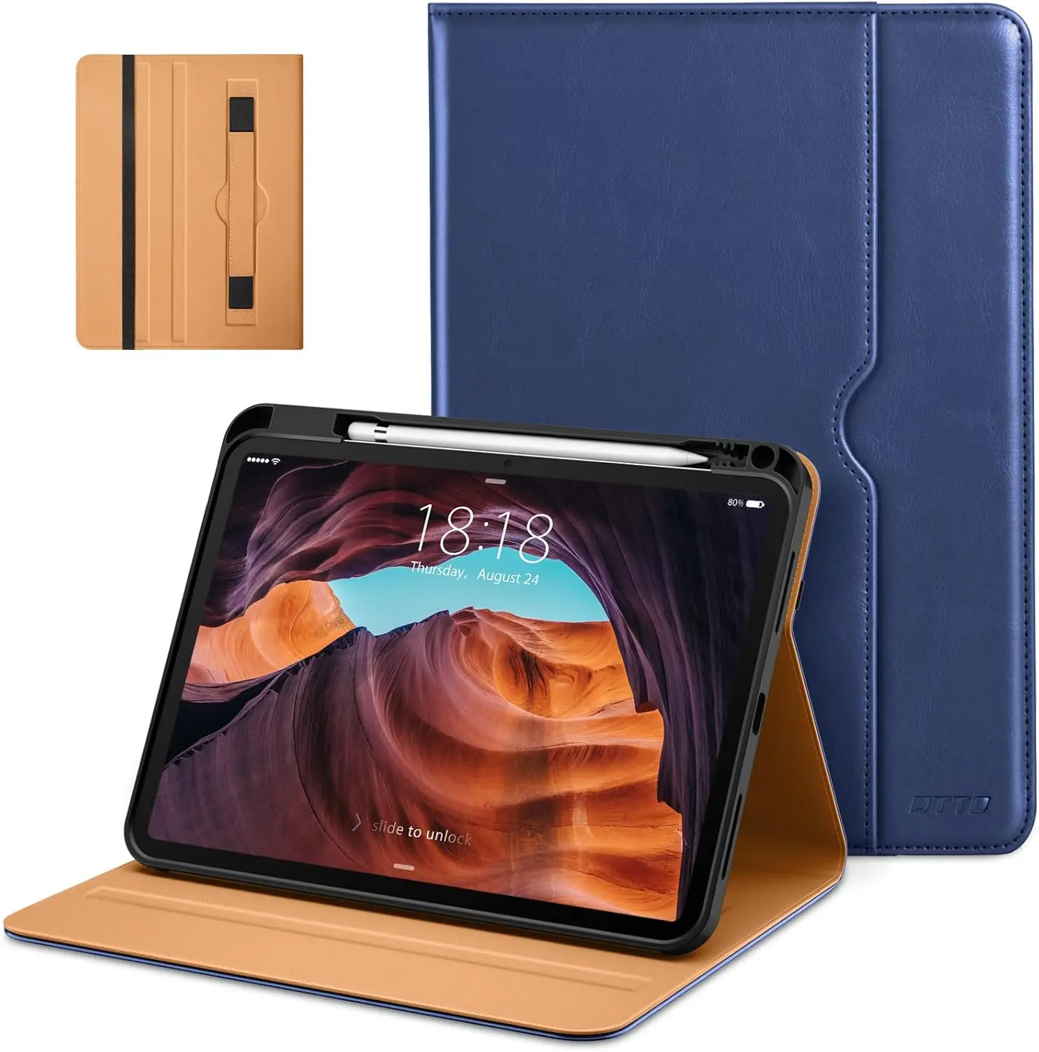 For iPad 10th Generation Case 10.9 Inch (2022) – Premium Leather Folio Cover with Pencil Holder, Auto Wake/Sleep & Multi-Angle Stand | Business & Travel Case