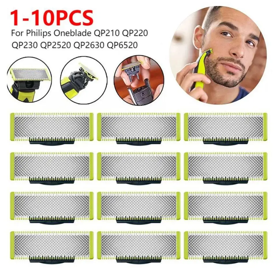 Replacement Blades Compatible with OneBlade QP2523/6523/2527/2520/2533/2630/6520 Models, Durable and Efficient Hair-Removal Blades for Face Shaver, Shaver Attachments, Shaving Accessories, Shaving Products