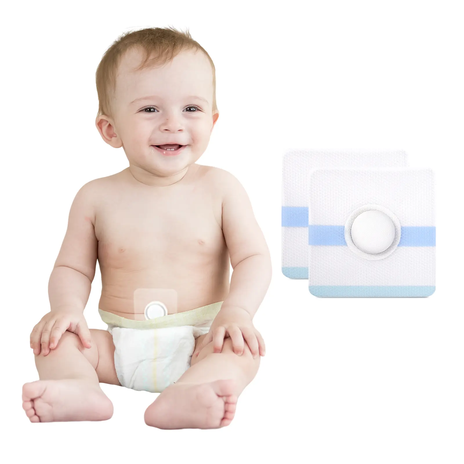 Baby umbilical hernia patch, waterproof and breathable, stays in place, no need for cleaning, gentle silicone adheres to baby's skin, accelerates recovery, individually sterilized packaging, 8*8cm