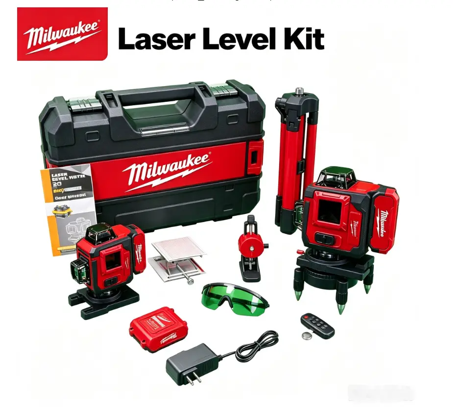 MILWAUKEE 3632-21 Green 3-Plane Laser Level Kit - 250ft Range Visibility, IP54 Protection, M18 Charger, Dewalt Cordless Stepless Speed, Construction Use, Magnetic for Metal Surfaces, Micro Control