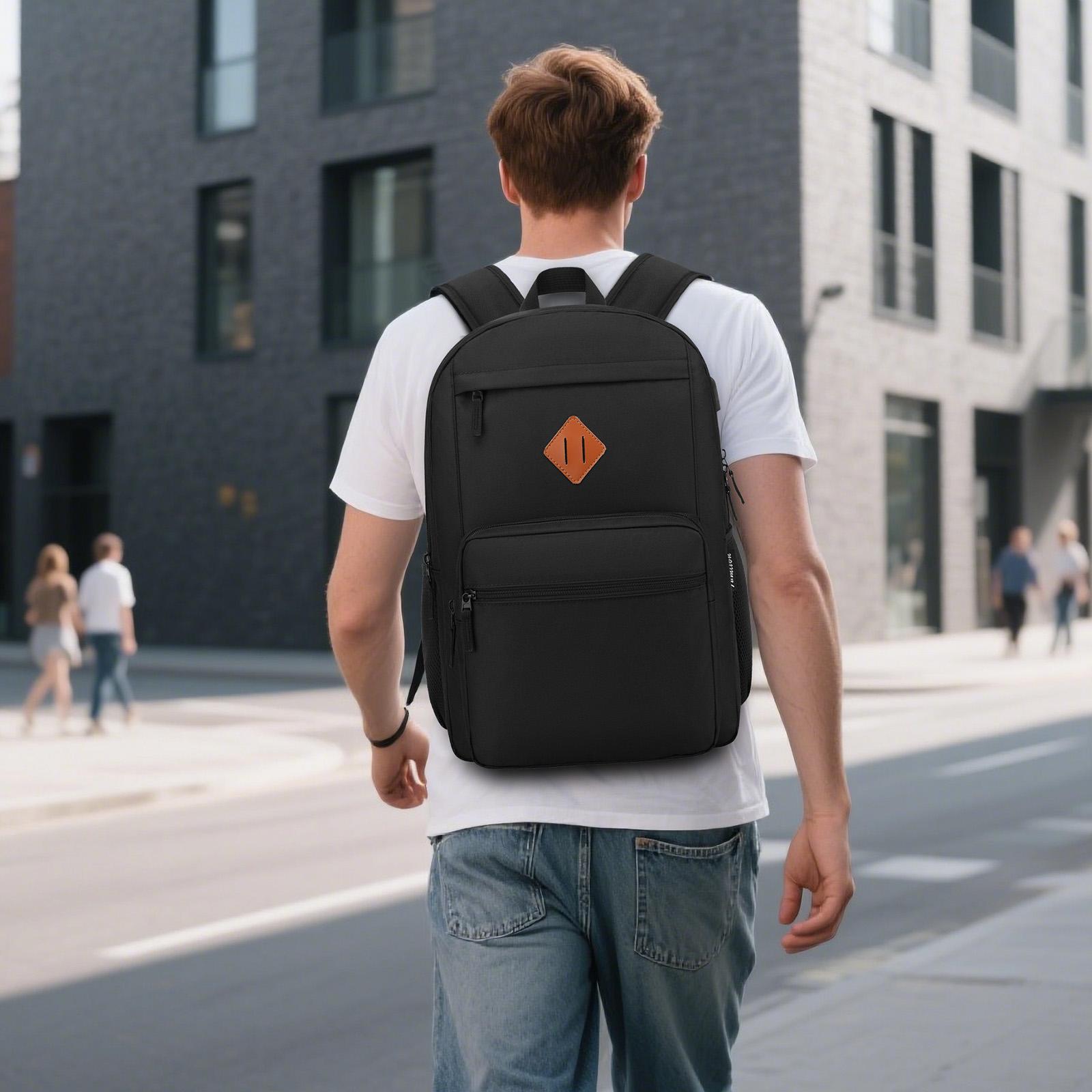 Work Commute Backpack with Multiple Pockets & Water-Resistant Fabric for Office Casual Daily Backpack with Headphone Jack & USB Charger for Outdoor Hiking