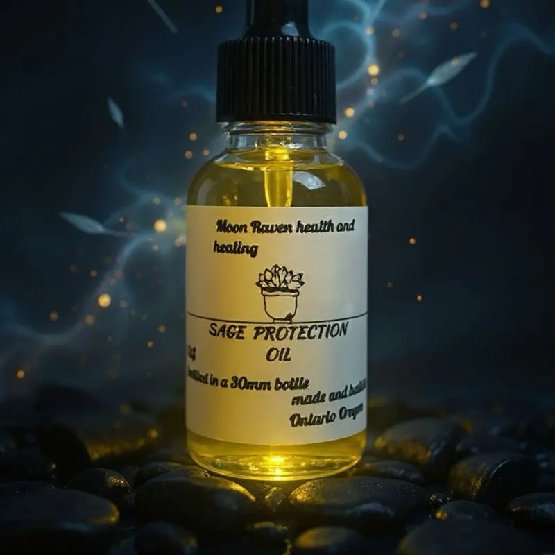 Moon Raven Health And Healing Sage Protection Oil 30ml Bottle Ontario Origin Therapy Wellness Aromatherapy